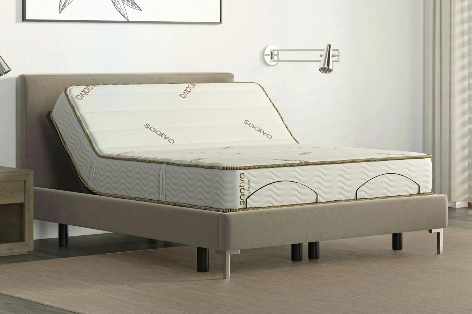 Zenhaven mattress on raised adjustable base